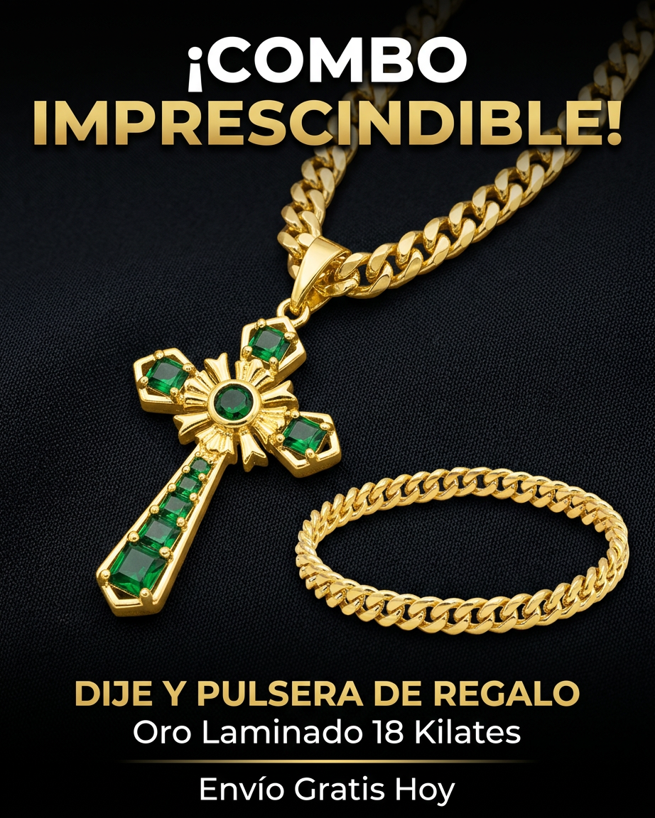 CADENA CUBANA (60CM 4MM) + CRUZ ESPECIAL  + PULSERA GRATIS
