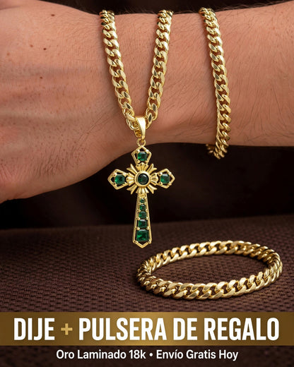 CADENA CUBANA (60CM 4MM) + CRUZ ESPECIAL  + PULSERA GRATIS